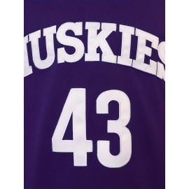Men's #43 Embroidered Basketball Jersey - Breathable Polyester V-Neck Tank Top, Loose Fit Machine Washable for Training, Games & Casual Wear - Purple Sizes S-3XL, Athletic Clothing | Casual Sports Apparel | Durable Sportswear