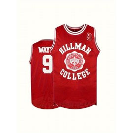 Name And Number 9 Embroidery, Men'S Sleeveless Basketball Tank Top, Breathable Comfy Top For Summer Training & Competition