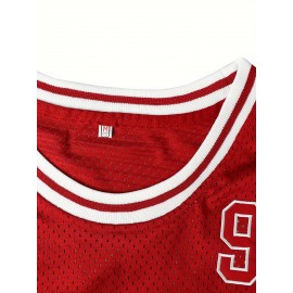 Name And Number 9 Embroidery, Men'S Sleeveless Basketball Tank Top, Breathable Comfy Top For Summer Training & Competition