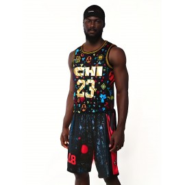 Men's 24#Black Embroidered Basketball Jersey For Street Casual Sports Training Or Competition
