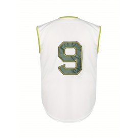 Men's 1968 Oakland #9 Vintage Baseball Jersey - Retro Sleeveless Design with Details, Moisture-Wicking Polyester, V-Neck, Button-Up Closure, Perfect for Sports, Parties & Casual Wear, Baseball Apparel | Retro Sports Outfit | Knit Construction