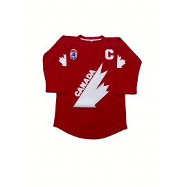 Gretzky #99 Canada Cup Team Ice Hockey Jersey - Vintage Red & White Design, Breathable Polyester, V-Neck, Long Sleeve, Details, Perfect for Casual Wear, Parties & Sports