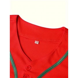 1pc Men'S Mexico #56 Baseball Jersey - V-Neck, Short Sleeve, Embroidered, Breathable Polyester, Lightweight, Moisture-Wicking, Ergonomic Design, Button Closure - Sports & Casual Wear for Four Seasons