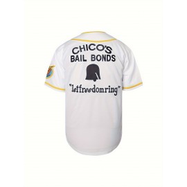 1pc Men'S Polyester Baseball Jersey - Bad News Bears #3 Tanner Boyle 1976 Chico'S Bail Bonds Embroidered Design, V-Neck, Short Sleeve, Loose Fit, Breathable & Moisture-Wicking, Button-Up Shirt for Sports & Festive Occasions, S-XXXL