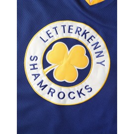 Letterkenny Shamrocks Blue Hockey Jersey #69 Shoresy - Retro V-Neck Design, Breathable Polyester, Long Sleeves, Machine Washable, Perfect for Casual Wear, Parties, and Sports, Hockey Stocking Stuffers