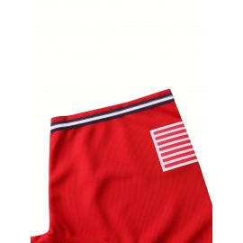 Men's #47 MAGA Baseball Jersey - Patriotic Red USA Flag Design, V-Neck, Short Sleeve, Breathable Polyester, 