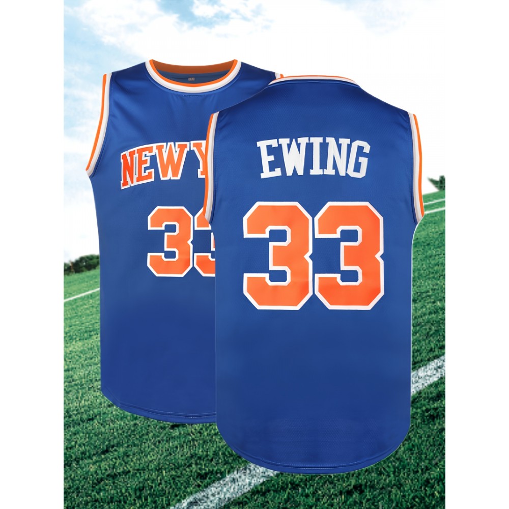 Men's #33 Embroidered Breathable Polyester Basketball Jersey - Sleeveless, Loose Fit for Casual & Team Sports, Perfect for Summer Outdoor Training