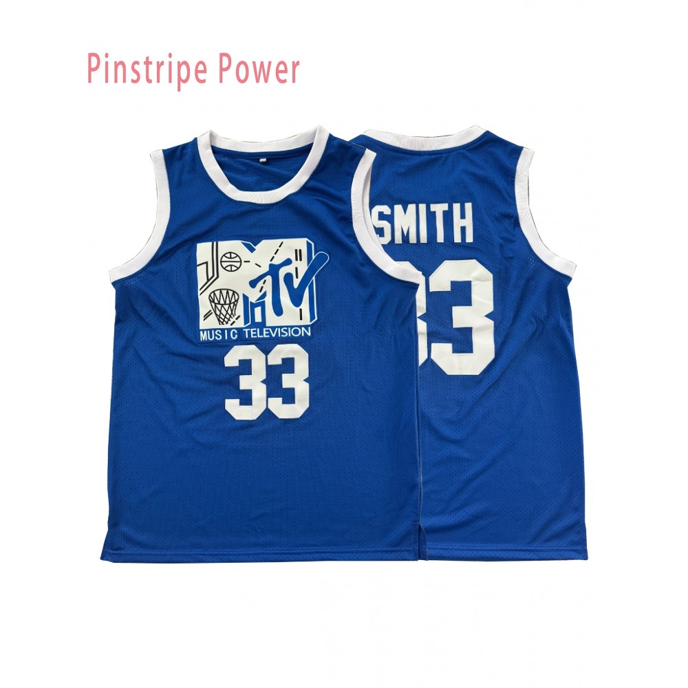 Men'S # 33 Blue Embroidered Breathable Polyester Basketball Shirt - Sleeveless Loose Fit Suitable For Casual And Team Sports Summer Outdoor Training S-3XL