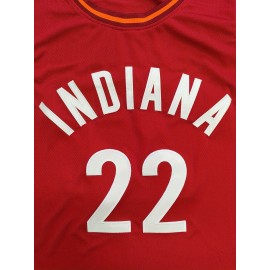 22 Basketball Suit Stitched Men's Polyester Round Neck Retro Sports Vest In Red S-3XL