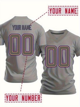 Women'S Plus Size Football Jersey - Customizable Team & Number, Breathable Lightweight Fabric, V-Neck Short Sleeve for Outdoor Sports & Casual Wear, Summer Athletic Wear, Football Jersey, Casual Sportswear, Comfortable Fit, PLUS SIZE