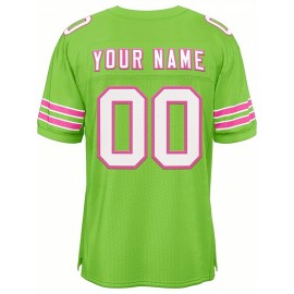 Customizable Football Jersey - Personalized Name & Number, V-Neck, Short Sleeve, Breathable Mesh Fabric, Team Colors with Bold 
