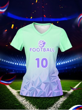 [Quickdry] Customizable Women's V-Neck Football Jersey - Personalized Name & Number, Breathable Polyester, Quick-Dry Sports Top for Team Training & Casual Wear, Available in Light Green & Purple, Athletic Jersey | Sporty Vneck Jersey | Polyester Fabric
