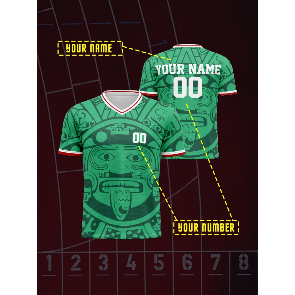 1pc Customizable V-Neck Football Jersey for Kids - Polyester 100% Knit Fabric, Medium Stretch, All Over Print, Preppy Casual Street Style, Sports & Leisure Top for Children, Teens - Ideal for Parties, Beach, Weekend, Festive Occasions