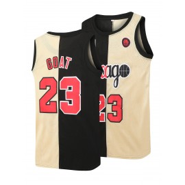 Men's #23 -Inspired Basketball Jersey, Breathable & Quick-Dry Nylon/Spandex Mesh Tank Top with Sleeveless Crewneck - Ideal for Training & Sports Events