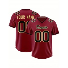 Custom Football Jersey Personalized with Team Name & Number - Women's Large Size Sports Shirt, Navy Blue & Red Color Scheme, Non-Stretch Fabric for Soccer, Team Uniforms, Gifts - Easy-Care Athletic Apparel, Sleeve Stripes, Detailing