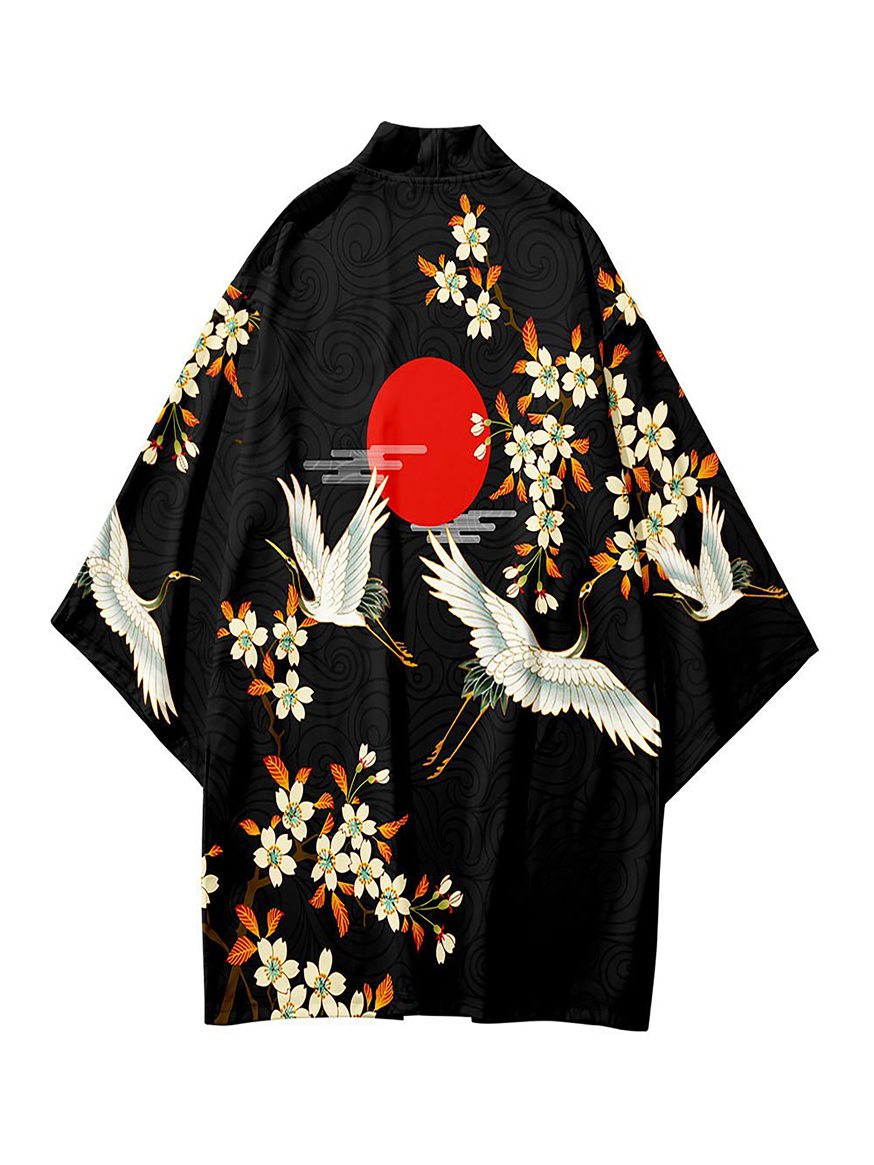 plus size mens   flowers print cardigan kimono oversized loose fit thobe traditional costume mens clothing details 7