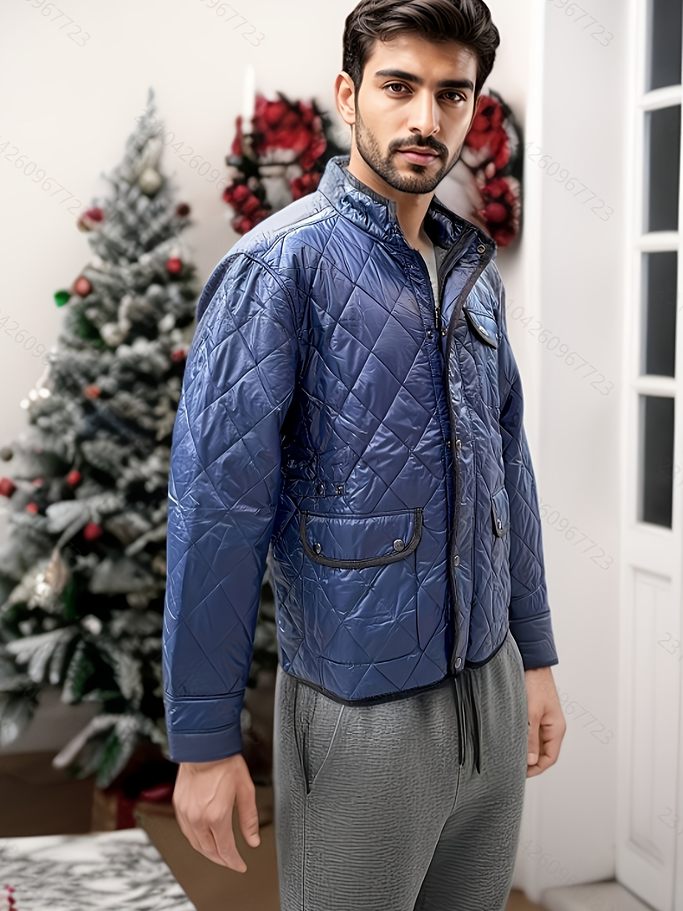 Men s Winter Warm Fleece-Lined Jacket - Casual V-Neck, Long Sleeve with Pockets for Outdoor Activities, PLUS SIZE details 0